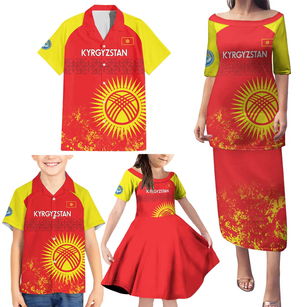 Custom Kyrgyzstan Football Family Matching Puletasi and Hawaiian Shirt Go White Falcons Sporty Style - Wonder Print Shop