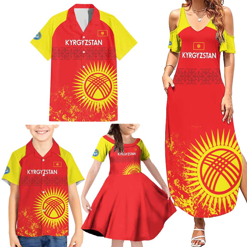 Custom Kyrgyzstan Football Family Matching Summer Maxi Dress and Hawaiian Shirt Go White Falcons Sporty Style - Wonder Print Shop