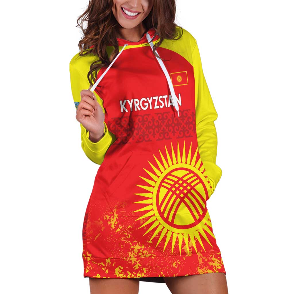 Custom Kyrgyzstan Football Hoodie Dress Go White Falcons Sporty Style - Wonder Print Shop