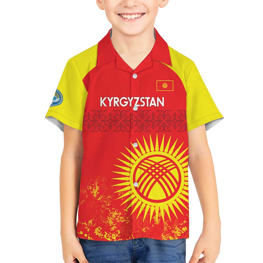 Custom Kyrgyzstan Football Kid Hawaiian Shirt Go White Falcons Sporty Style - Wonder Print Shop