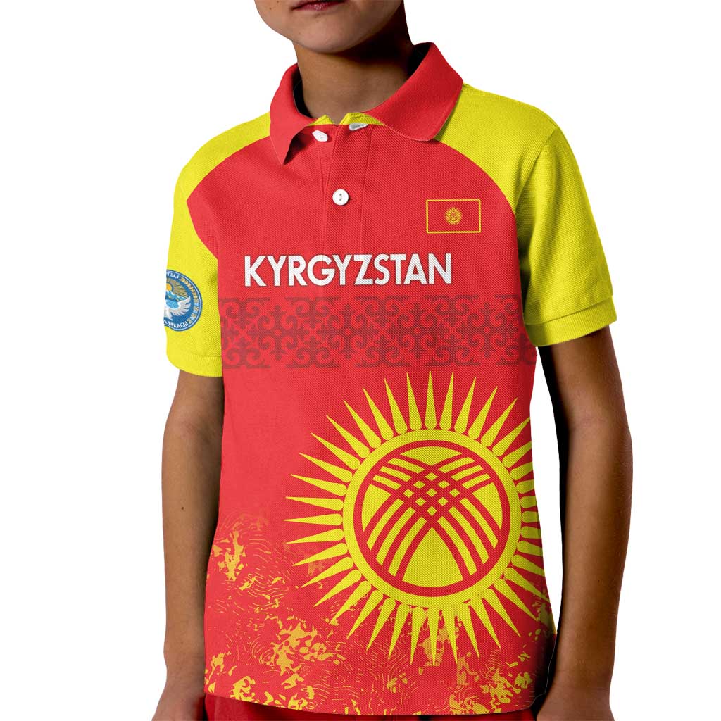 Custom Kyrgyzstan Football Kid Polo Shirt Go White Falcons Sporty Style - Wonder Print Shop