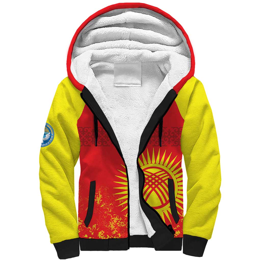 Custom Kyrgyzstan Football Sherpa Hoodie Go White Falcons Sporty Style