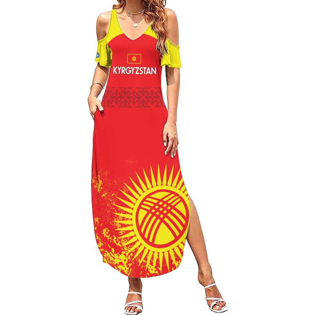 Custom Kyrgyzstan Football Summer Maxi Dress Go White Falcons Sporty Style