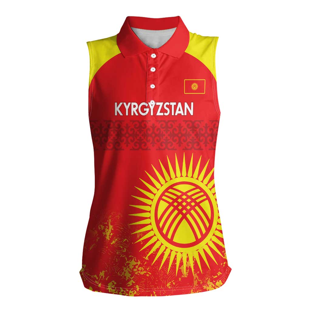 Custom Kyrgyzstan Football Women Sleeveless Polo Shirt Go White Falcons Sporty Style