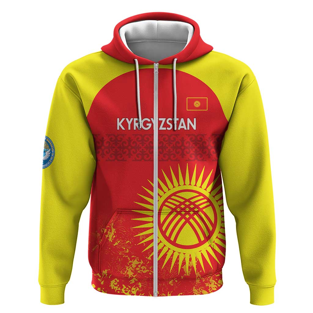 Custom Kyrgyzstan Football Zip Hoodie Go White Falcons Sporty Style