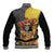 Mexico Dia De Los Muertos Baseball Jacket Sugar Skull Sombrero Aztec Pattern - Wonder Print Shop