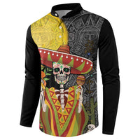 Black button sweatshirt with front sugar skull sombrero and Aztec pattern design