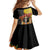 Mexico Dia De Los Muertos Kid Short Sleeve Dress Sugar Skull Sombrero Aztec Pattern