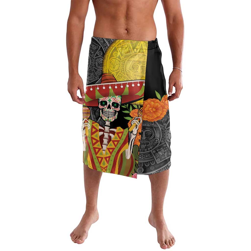 Mexico Dia De Los Muertos Lavalava Sugar Skull Sombrero Aztec Pattern - Wonder Print Shop