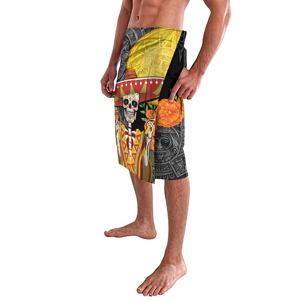 Black board shorts with colorful front sugar skull panel and orange rose accents