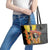 Mexico Dia De Los Muertos Leather Tote Bag Sugar Skull Sombrero Aztec Pattern - Wonder Print Shop