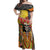 Mexico Dia De Los Muertos Off Shoulder Maxi Dress Sugar Skull Sombrero Aztec Pattern