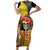 Mexico Dia De Los Muertos Short Sleeve Bodycon Dress Sugar Skull Sombrero Aztec Pattern