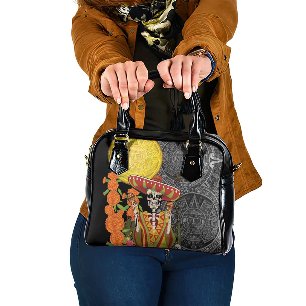 Mexico Dia De Los Muertos Shoulder Handbag Sugar Skull Sombrero Aztec Pattern