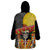 Mexico Dia De Los Muertos Wearable Blanket Hoodie Sugar Skull Sombrero Aztec Pattern