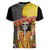 Mexico Dia De Los Muertos Women V-Neck T-Shirt Sugar Skull Sombrero Aztec Pattern