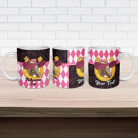 Personalised Melbourne Cup Australia Ceramic Mug Diamond Horse Racing Silks Inspired Pink