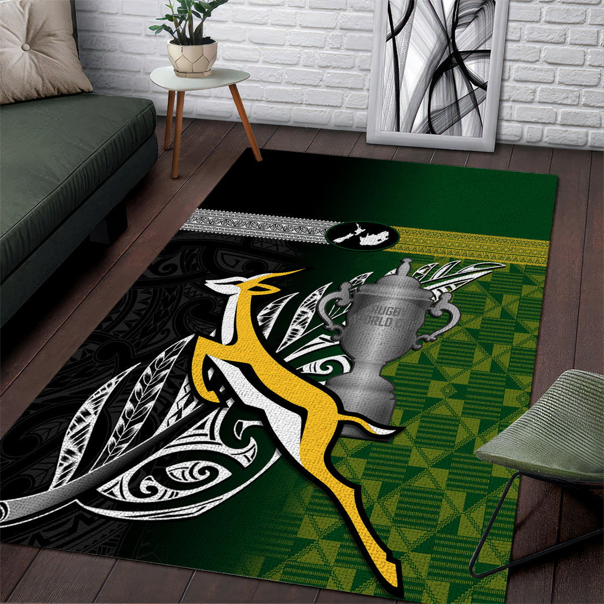 New Zealand and South Africa Rugby Area Rug 2023 World Cup Final All Black Springboks Together - Wonder Print Shop