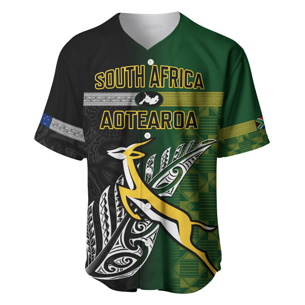 Personalised New Zealand and South Africa Rugby Baseball Jersey 2023 World Cup Final All Black Springboks Together - Wonder Print Shop