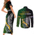 Personalised New Zealand and South Africa Rugby Couples Matching Short Sleeve Bodycon Dress and Long Sleeve Button Shirt 2023 World Cup Final All Black Springboks Together - Wonder Print Shop