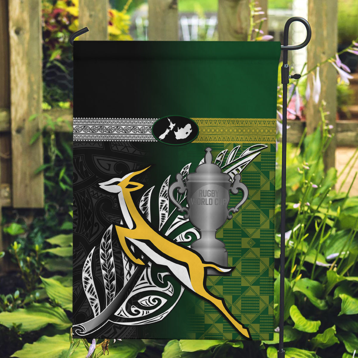 New Zealand and South Africa Rugby Garden Flag 2023 World Cup Final All Black Springboks Together - Wonder Print Shop