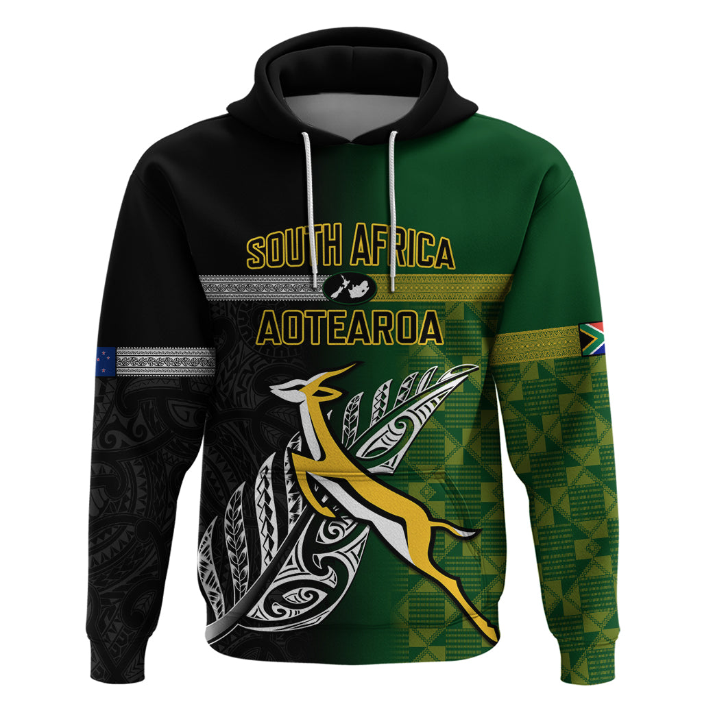 Personalised New Zealand and South Africa Rugby Hoodie 2023 World Cup Final All Black Springboks Together - Wonder Print Shop