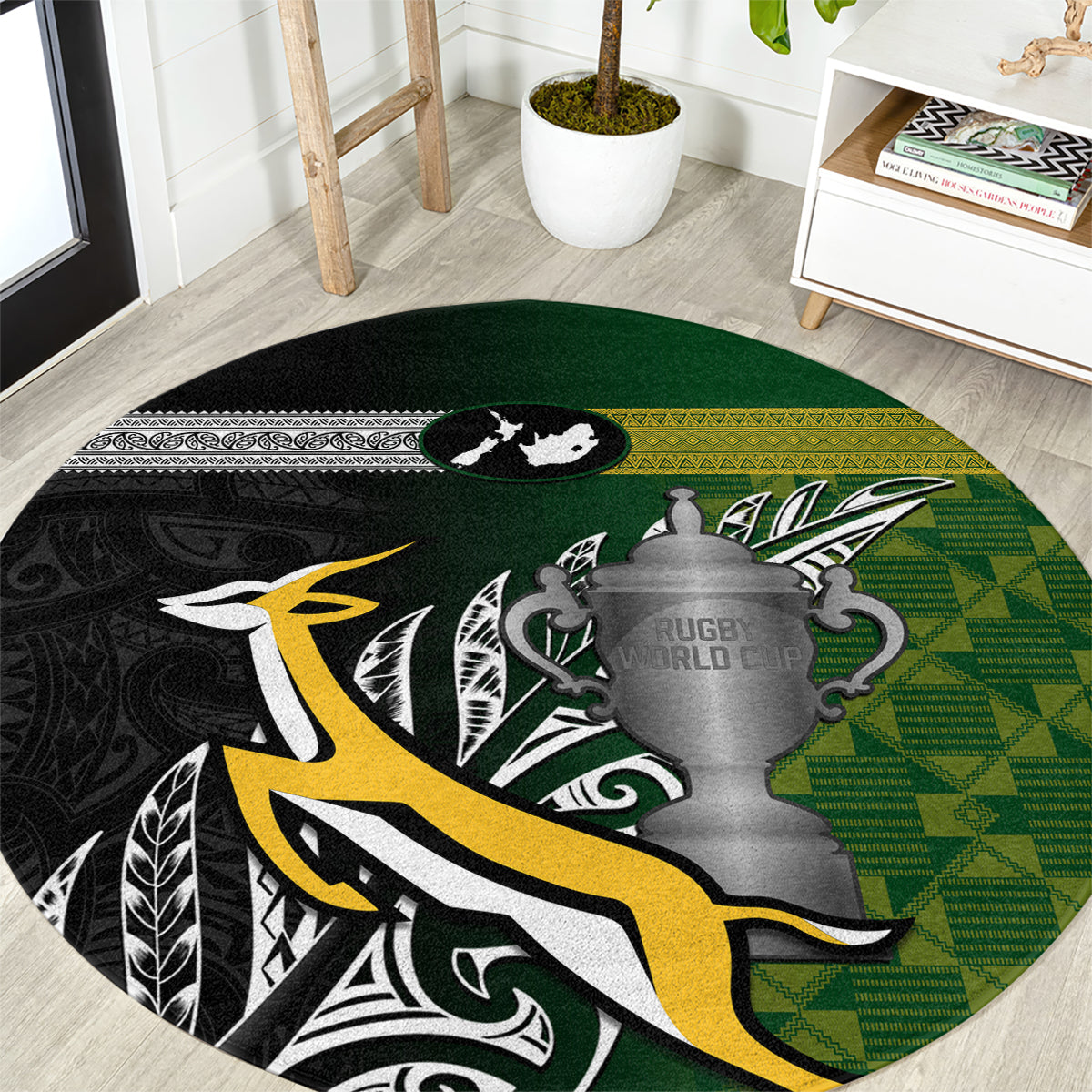 personalised-new-zealand-and-south-africa-rugby-round-carpet-2023-world-cup-final-all-black-springboks-together