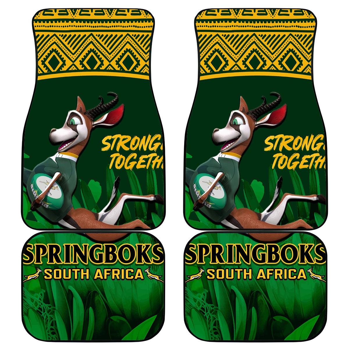 South Africa Rugby Car Mats Go Bokke World Cup Champions History - Wonder Print Shop