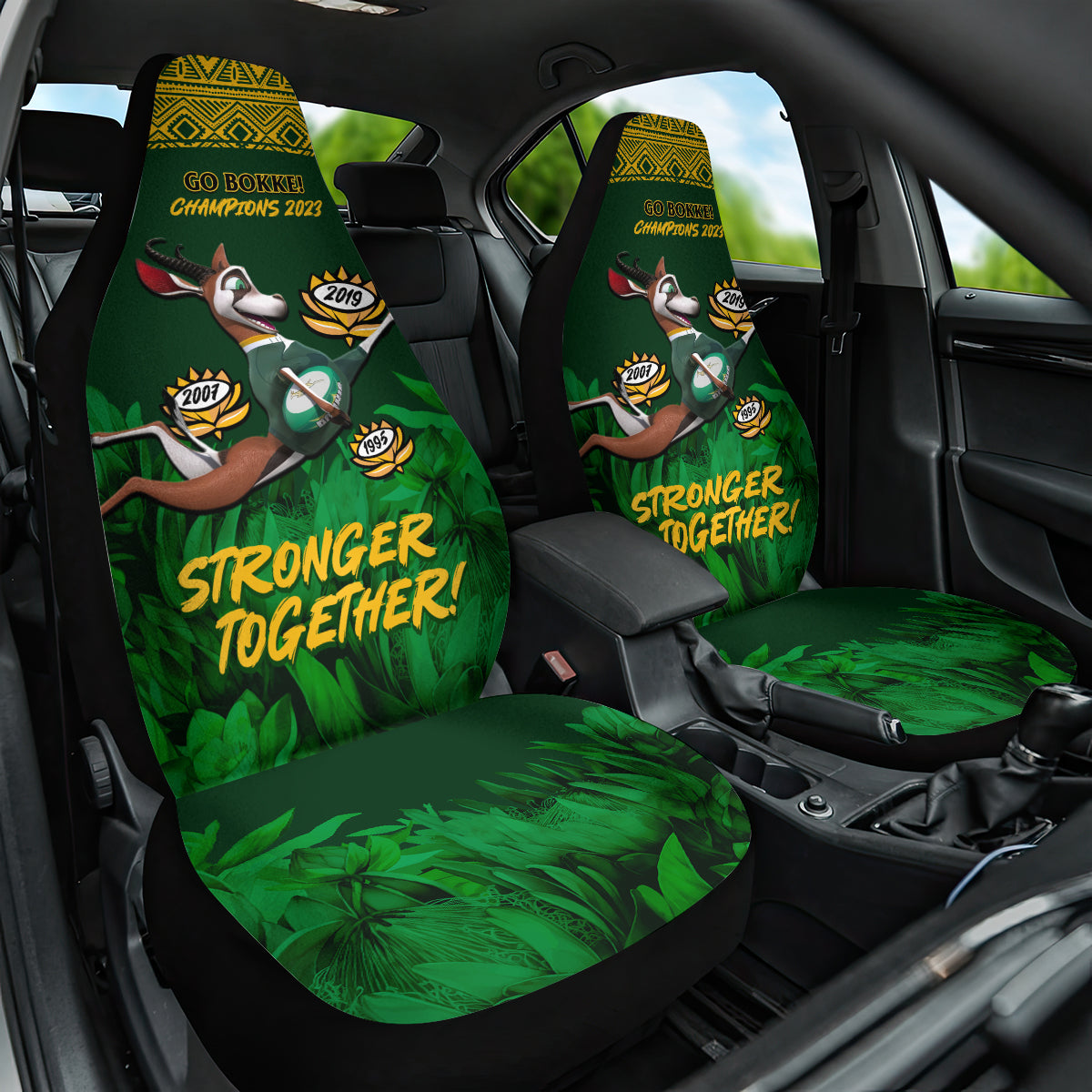 South Africa Rugby Car Seat Cover Go Bokke World Cup Champions History - Wonder Print Shop