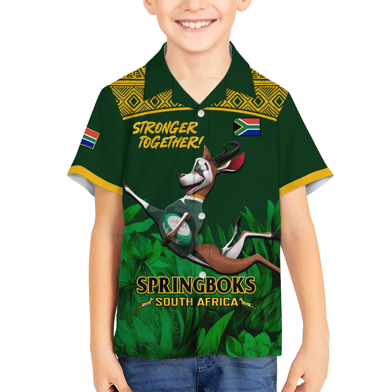 South Africa Rugby Kid Hawaiian Shirt Go Bokke World Cup Champions History - Wonder Print Shop