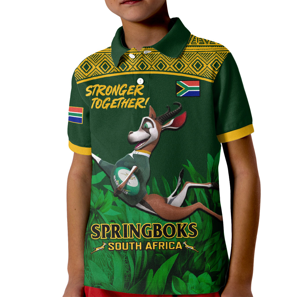 South Africa Rugby Kid Polo Shirt Go Bokke World Cup Champions History - Wonder Print Shop