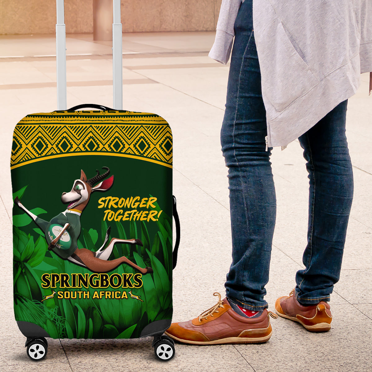 South Africa Rugby Luggage Cover Go Bokke World Cup Champions History - Wonder Print Shop