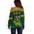 South Africa Rugby Off Shoulder Sweater Go Bokke World Cup Champions History - Wonder Print Shop