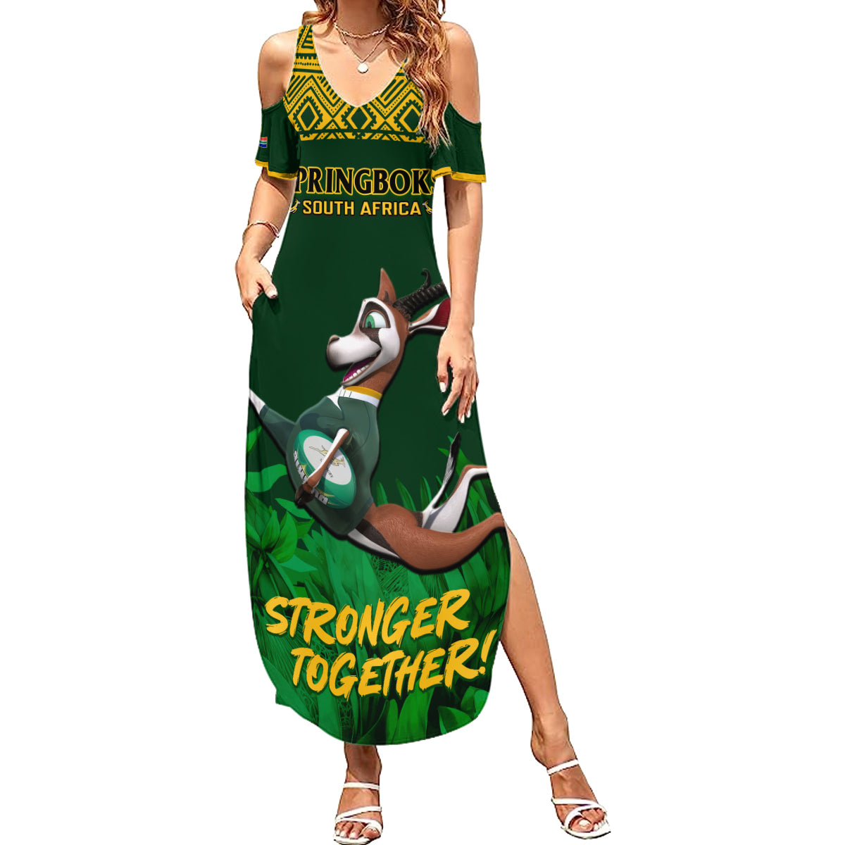 South Africa Rugby Summer Maxi Dress Go Bokke World Cup Champions History - Wonder Print Shop