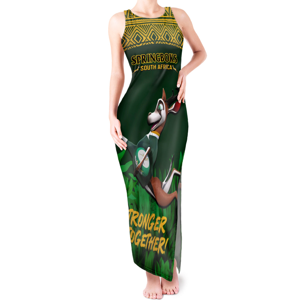 South Africa Rugby Tank Maxi Dress Go Bokke World Cup Champions History - Wonder Print Shop