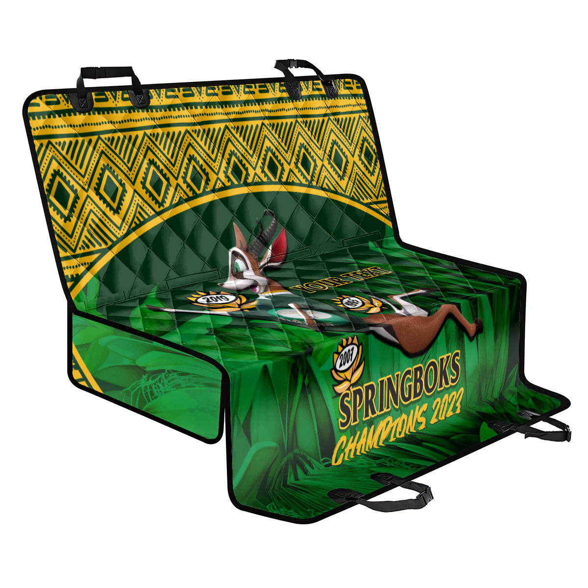 Custom South Africa Rugby Back Car Seat Cover Go Bokke World Cup Champions History - Wonder Print Shop