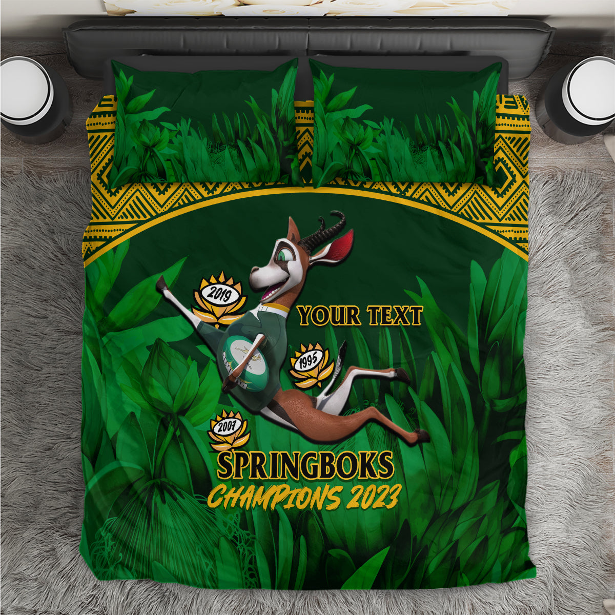 Custom South Africa Rugby Bedding Set Go Bokke World Cup Champions History - Wonder Print Shop