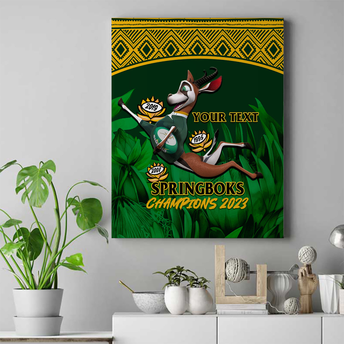 Custom South Africa Rugby Canvas Wall Art Go Bokke World Cup Champions History - Wonder Print Shop