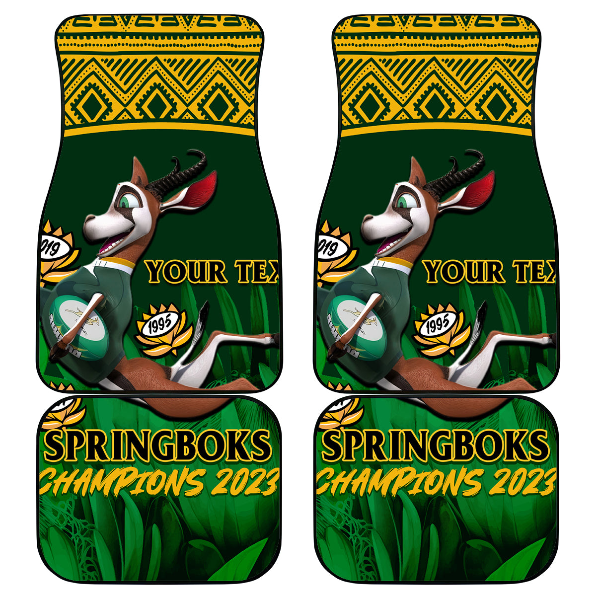 Custom South Africa Rugby Car Mats Go Bokke World Cup Champions History - Wonder Print Shop