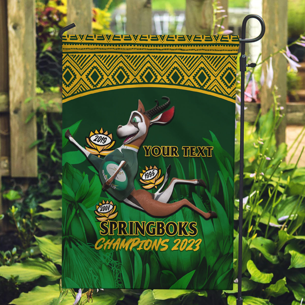 Custom South Africa Rugby Garden Flag Go Bokke World Cup Champions History - Wonder Print Shop