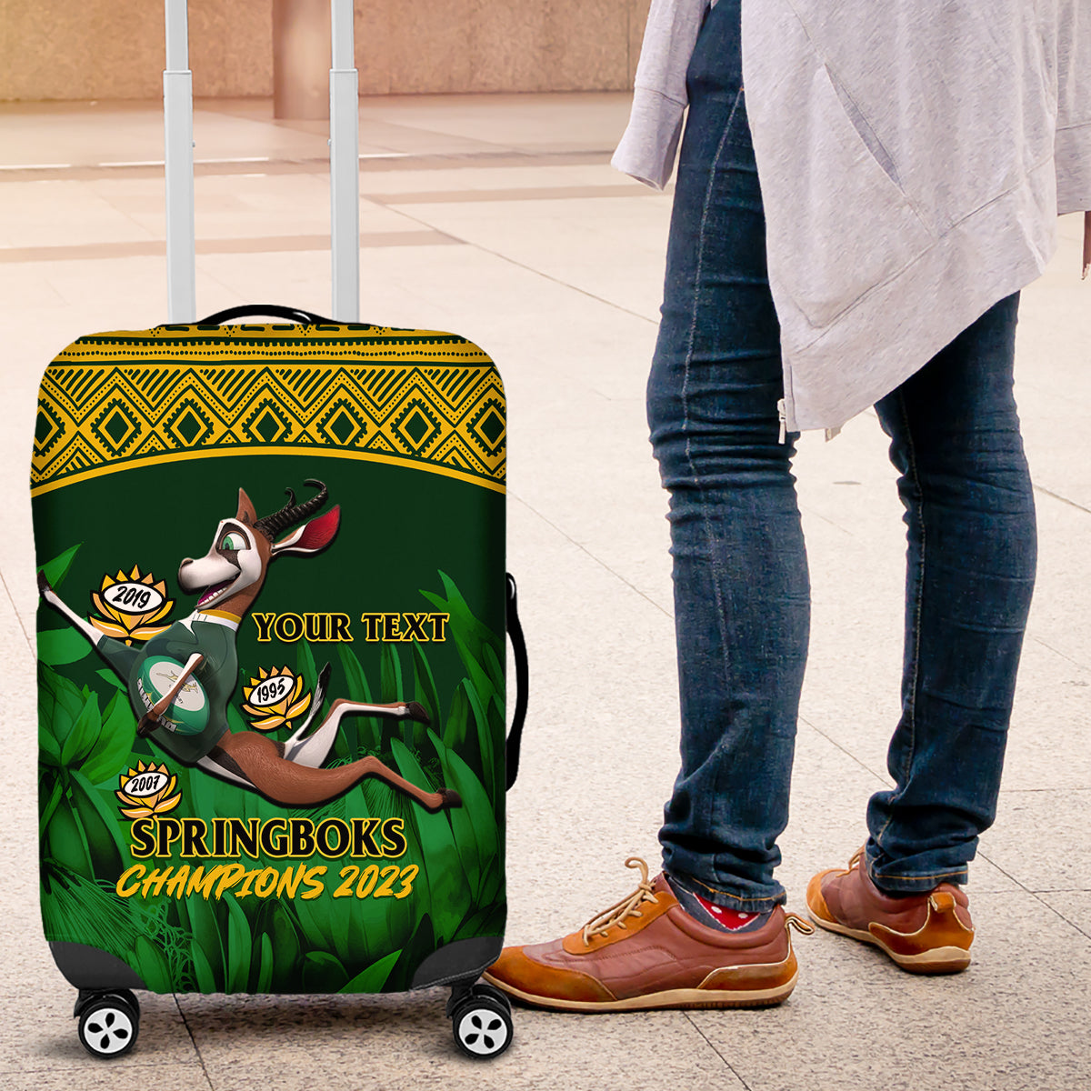 Custom South Africa Rugby Luggage Cover Go Bokke World Cup Champions History - Wonder Print Shop