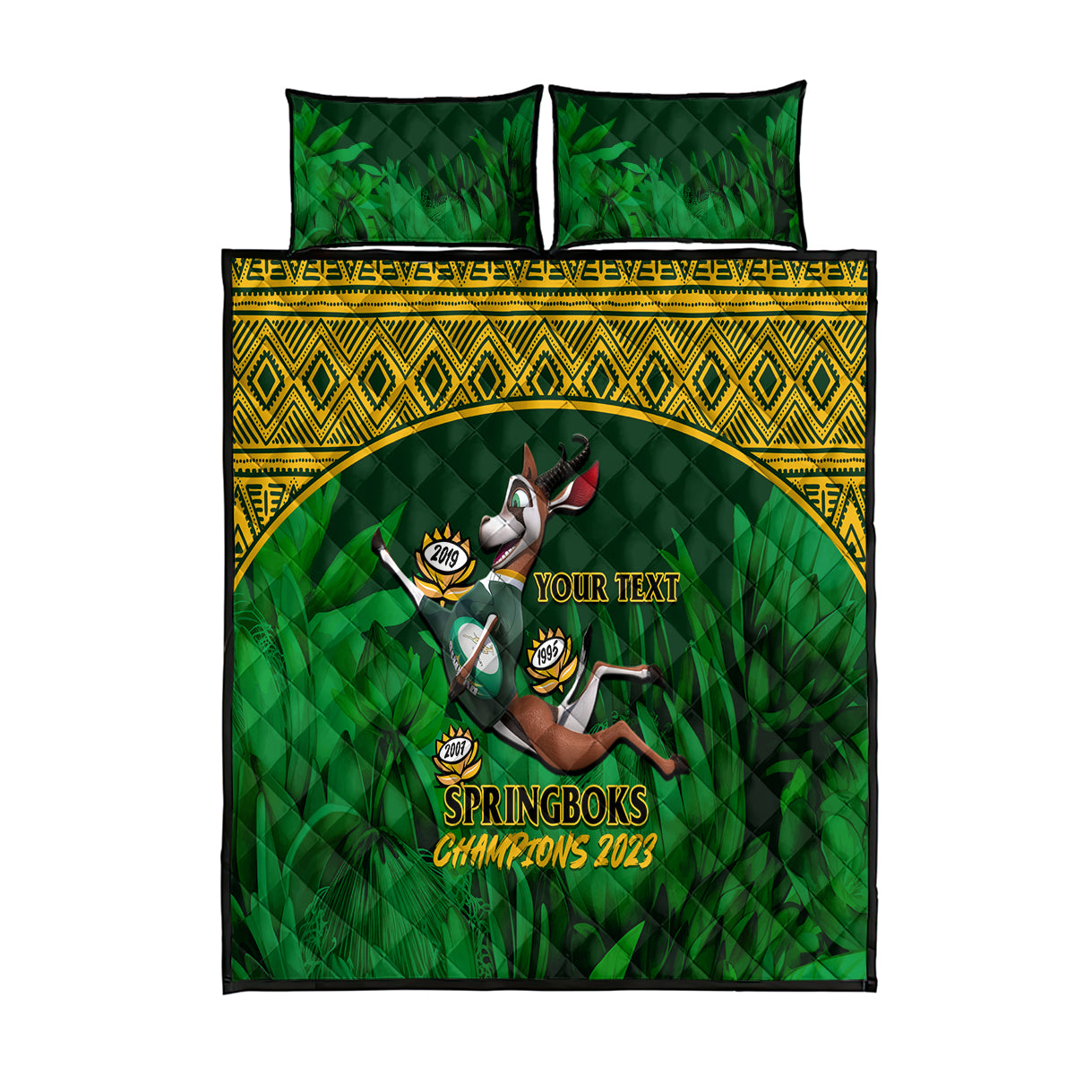 Custom South Africa Rugby Quilt Bed Set Go Bokke World Cup Champions History - Wonder Print Shop