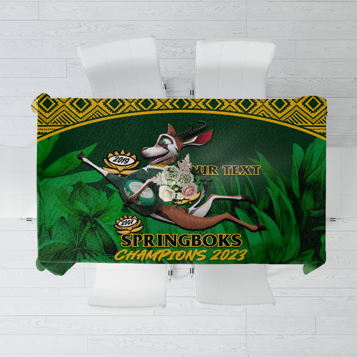 Custom South Africa Rugby Tablecloth Go Bokke World Cup Champions History - Wonder Print Shop