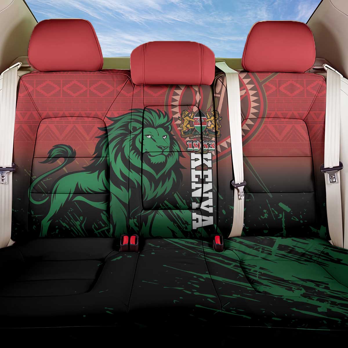 Kenya Independence Day Back Car Seat Cover Jamhuri ya Kenya 1963 - African Pattern - Wonder Print Shop