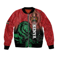 Red bomber jacket with black ribbed collar, front lion graphic and 1963 crest.