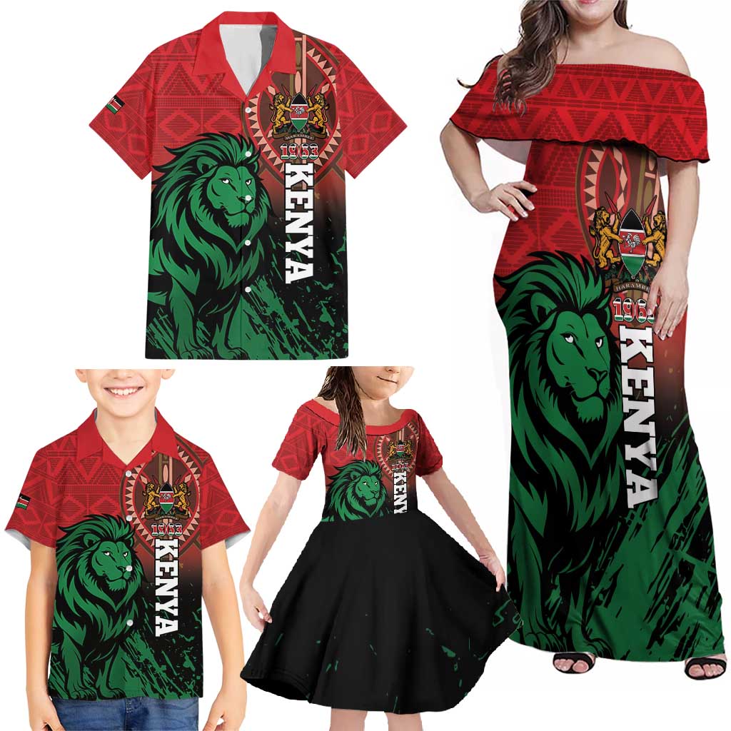 Kenya Independence Day Family Matching Off Shoulder Maxi Dress and Hawaiian Shirt Jamhuri ya Kenya 1963 - African Pattern - Wonder Print Shop