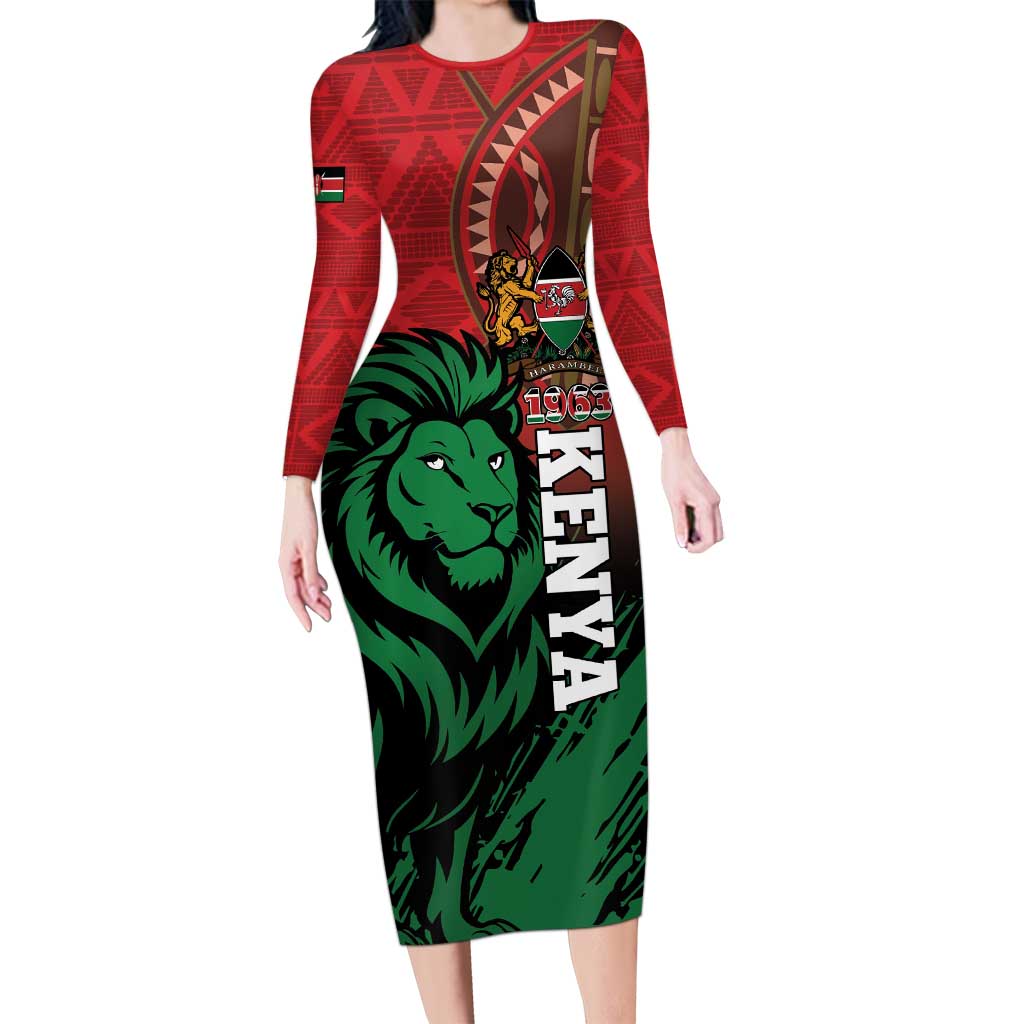 Kenya Independence Day Long Sleeve Bodycon Dress Jamhuri ya Kenya 1963 - African Pattern - Wonder Print Shop