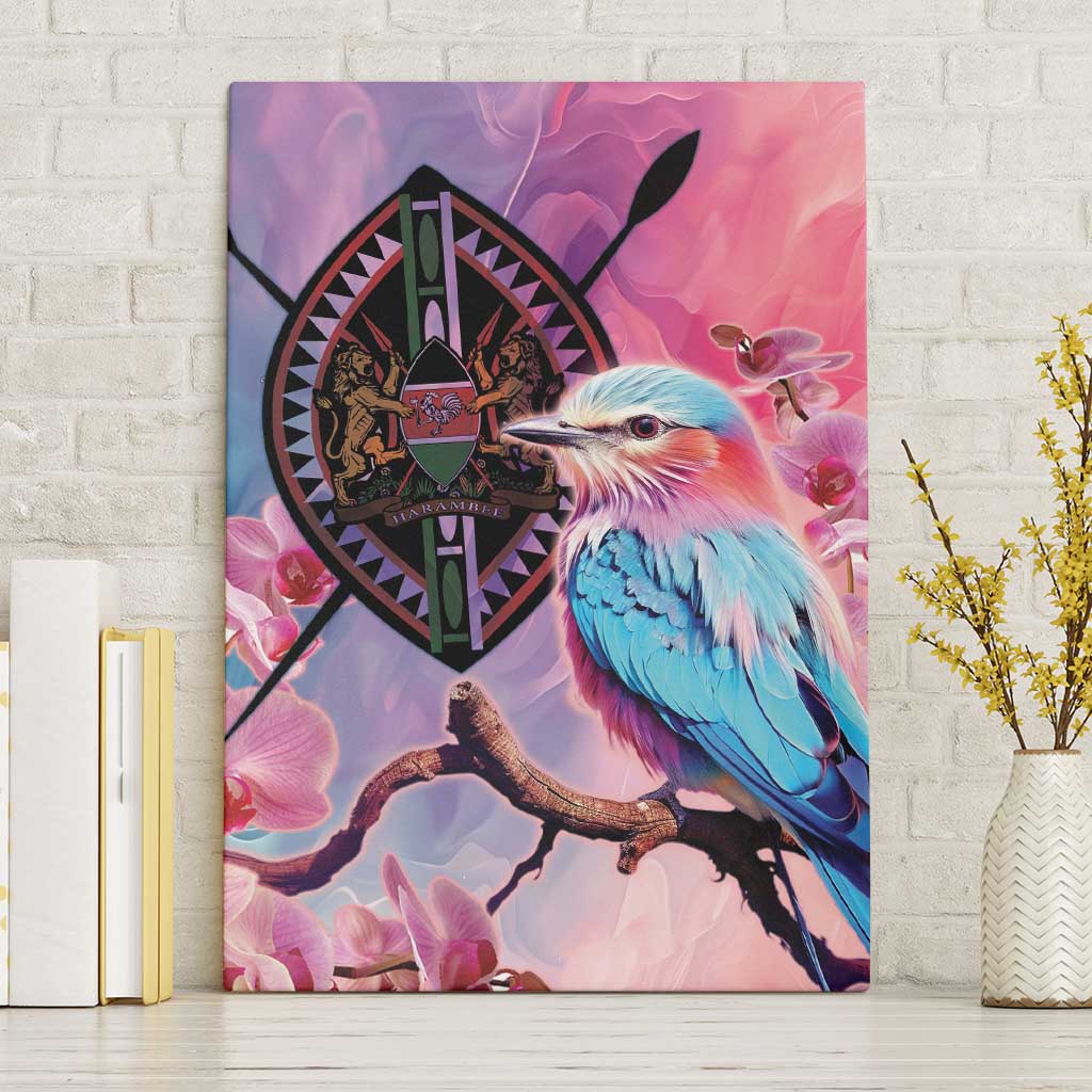 Kenya Lilac-Breasted Roller Canvas Wall Art Coat Of Arms Mix Orchid - Wonder Print Shop