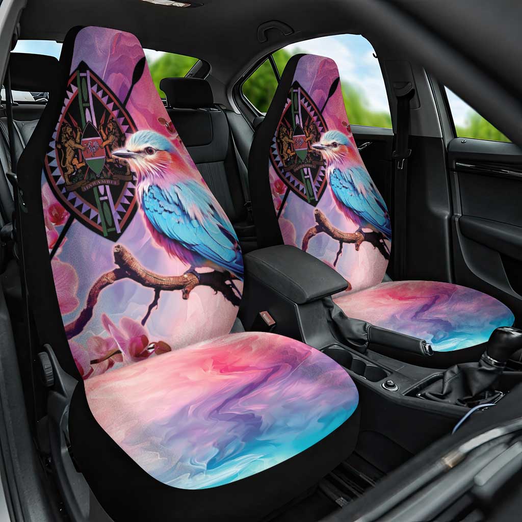 Kenya Lilac-Breasted Roller Car Seat Cover Coat Of Arms Mix Orchid - Wonder Print Shop