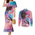 Kenya Lilac-Breasted Roller Couples Matching Mermaid Dress and Long Sleeve Button Shirt Coat Of Arms Mix Orchid